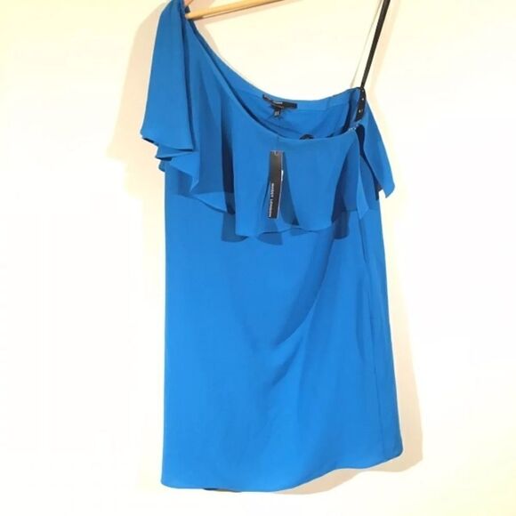 Maggy London Blue Ruffle Shift Dress sz 8 NWT - Picture 3 of 5